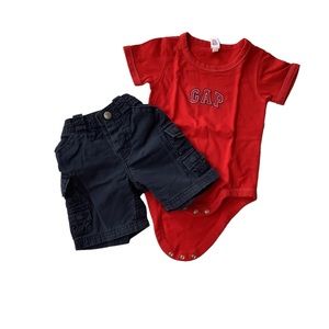 Gap 2 piece onesie and cargo shorts set. Size 6-12 months.